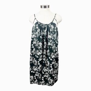 Skies Are Blue Black & Cream Floral‎ Spaghetti Strap Swing Dress Size X-Small